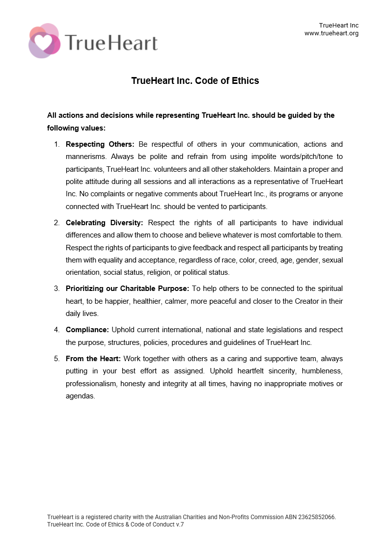 Code of Ethics and Code of Conduct, page 1 of 6