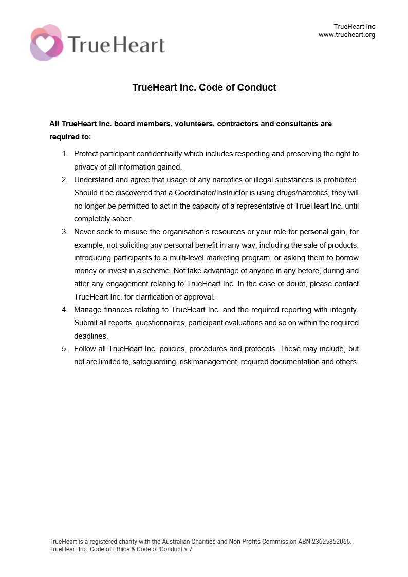 Code of Ethics and Code of Conduct, page 2 of 6