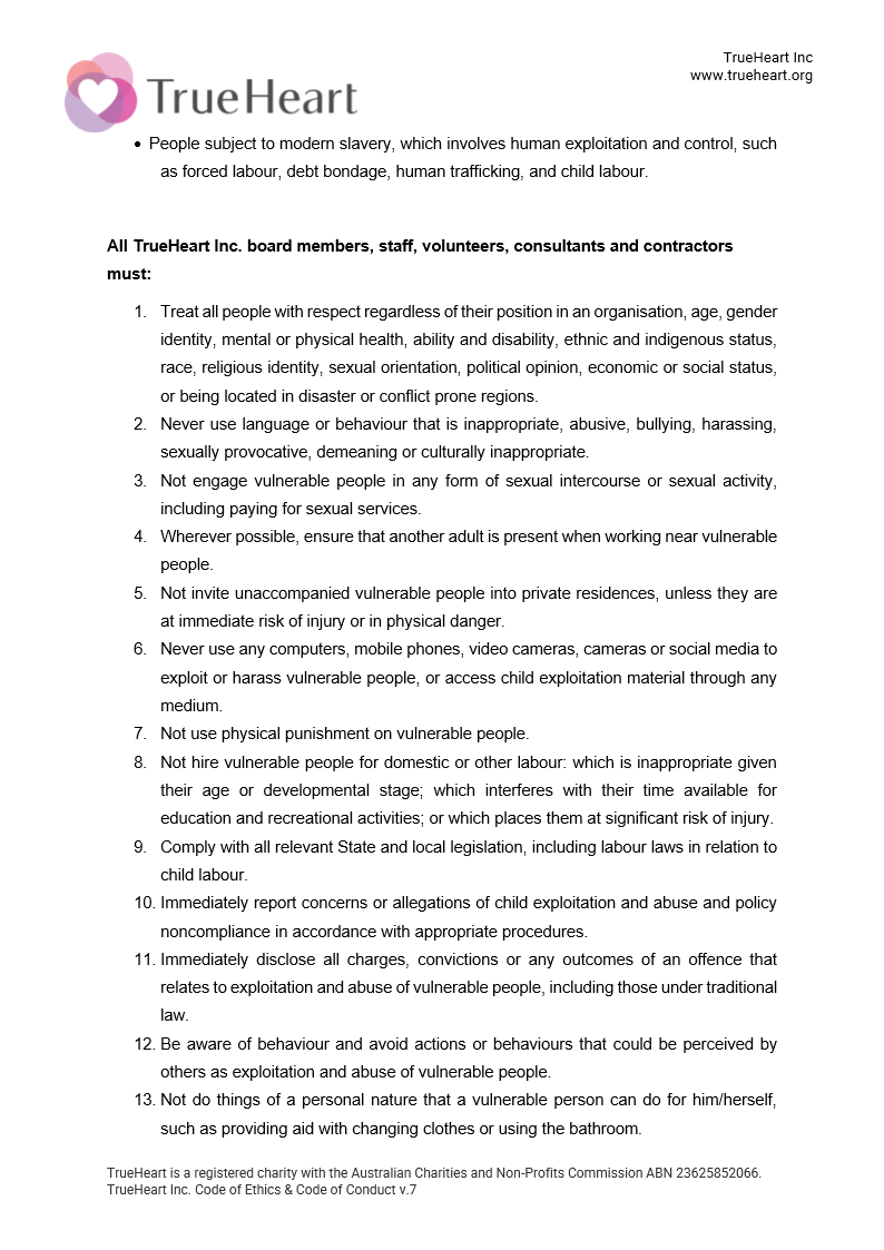 Code of Ethics and Code of Conduct, page 4 of 6