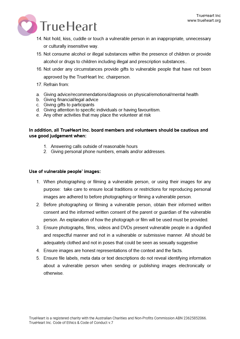 Code of Ethics and Code of Conduct, page 5 of 6