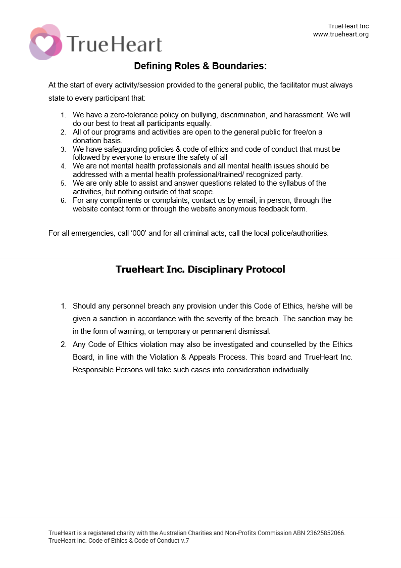 Code of Ethics and Code of Conduct, page 6 of 6