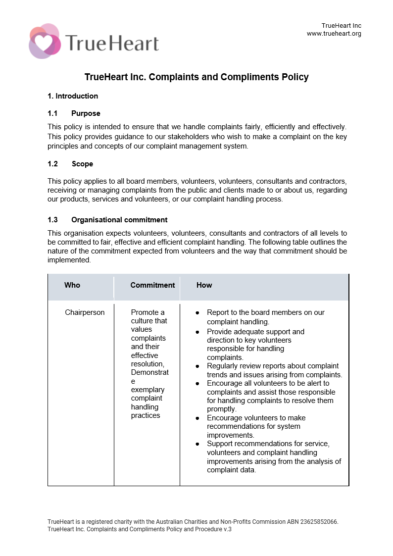 Complaints and Compliments Policy and Procedure, page 1 of 11