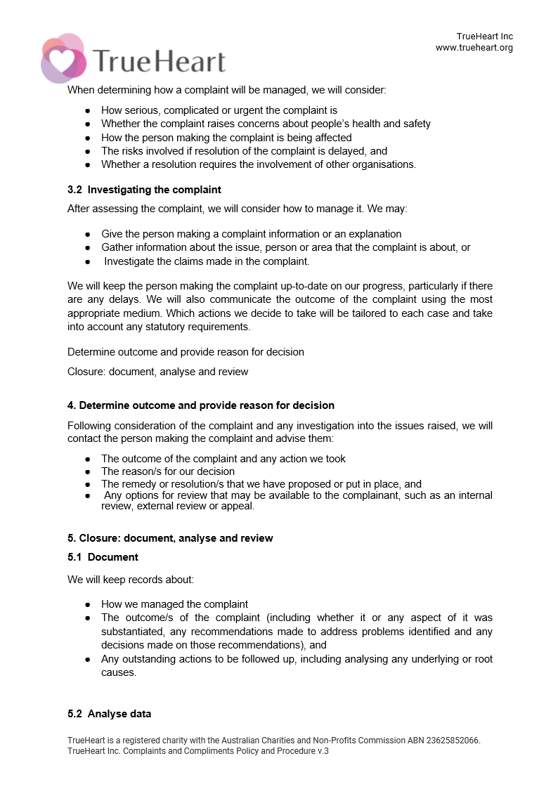 Complaints and Compliments Policy and Procedure, page 10 of 11