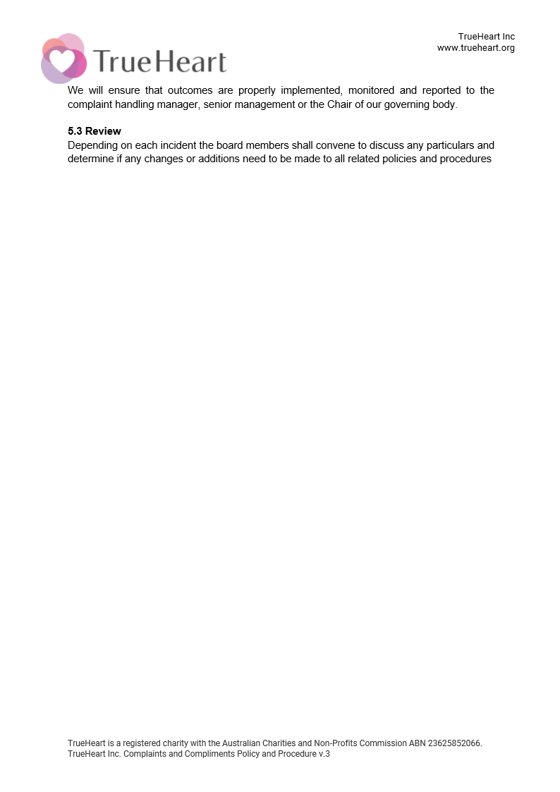Complaints and Compliments Policy and Procedure, page 11 of 11