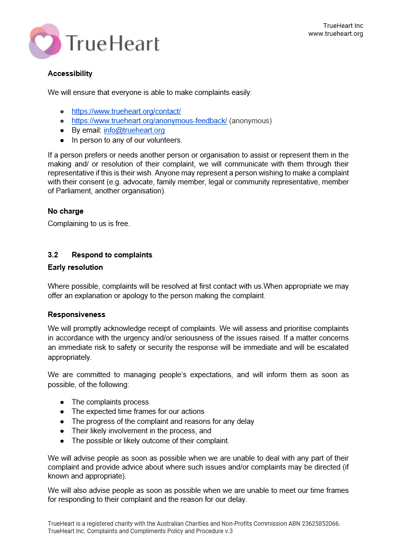 Complaints and Compliments Policy and Procedure, page 4 of 11