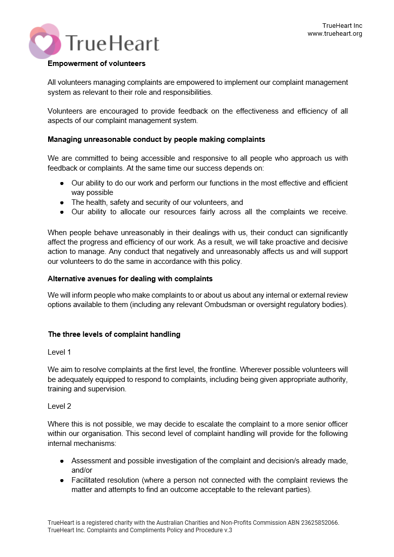 Complaints and Compliments Policy and Procedure, page 6 of 11