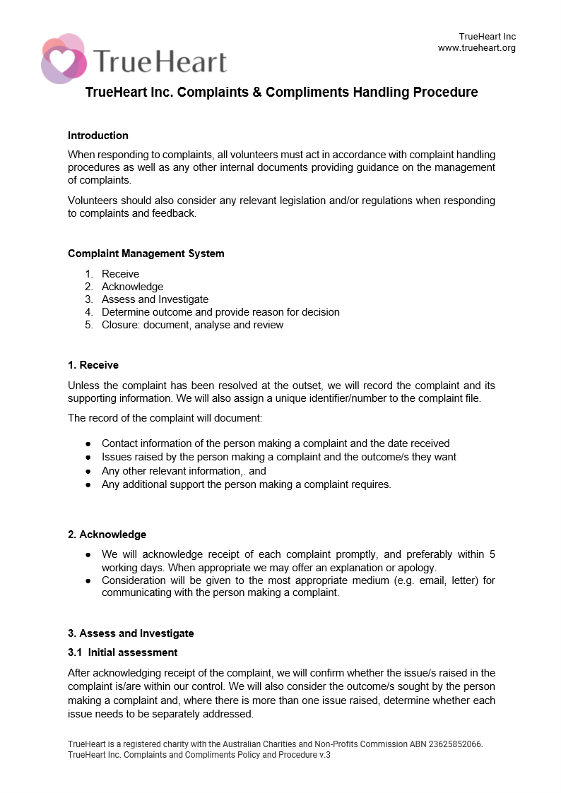 Complaints and Compliments Policy and Procedure, page 9 of 11