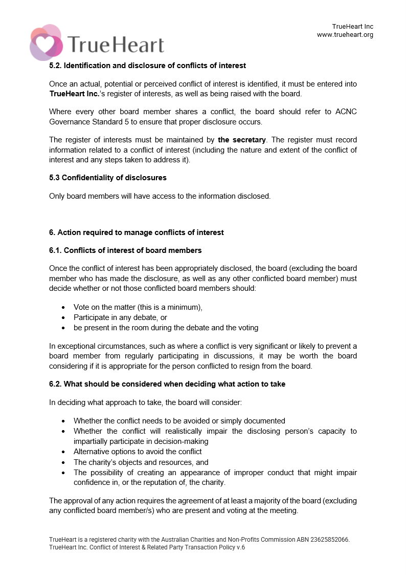 Conflict of Interest and Related Party Transaction Policy, page 3 of 5