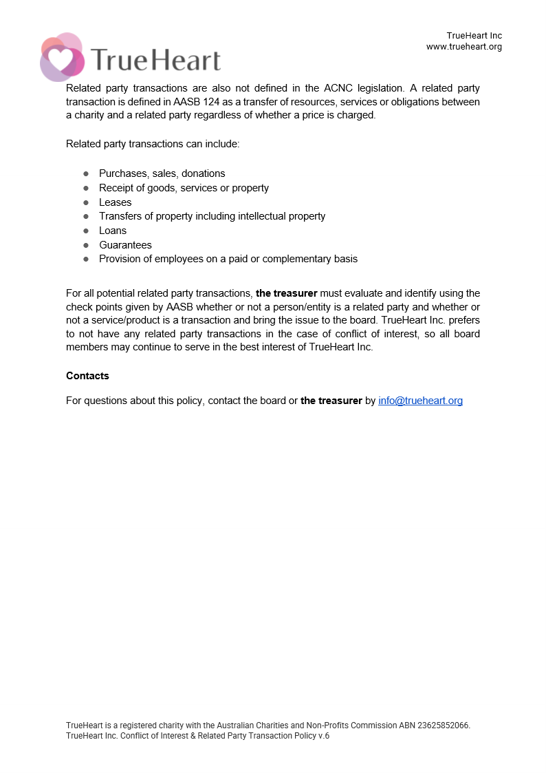 Conflict of Interest and Related Party Transaction Policy, page 5 of 5