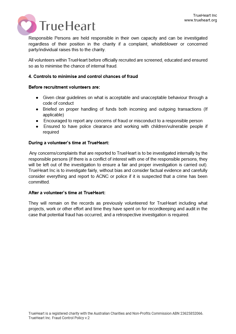 Fraud Control Policy, page 2 of 2