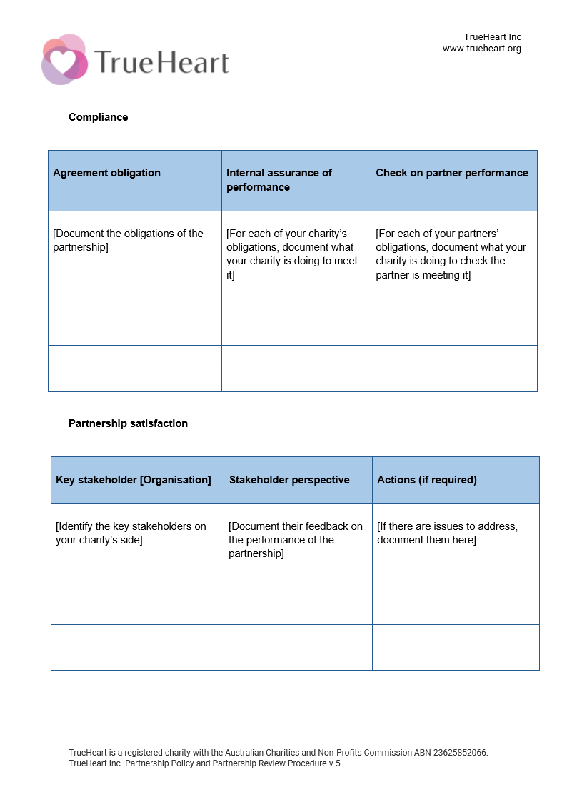 Partnership Policy and Partner Review Form, page 10 of 11