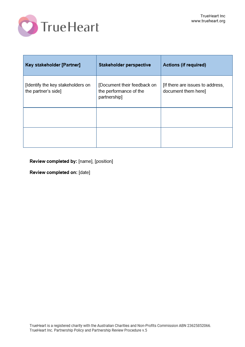 Partnership Policy and Partner Review Form, page 11 of 11