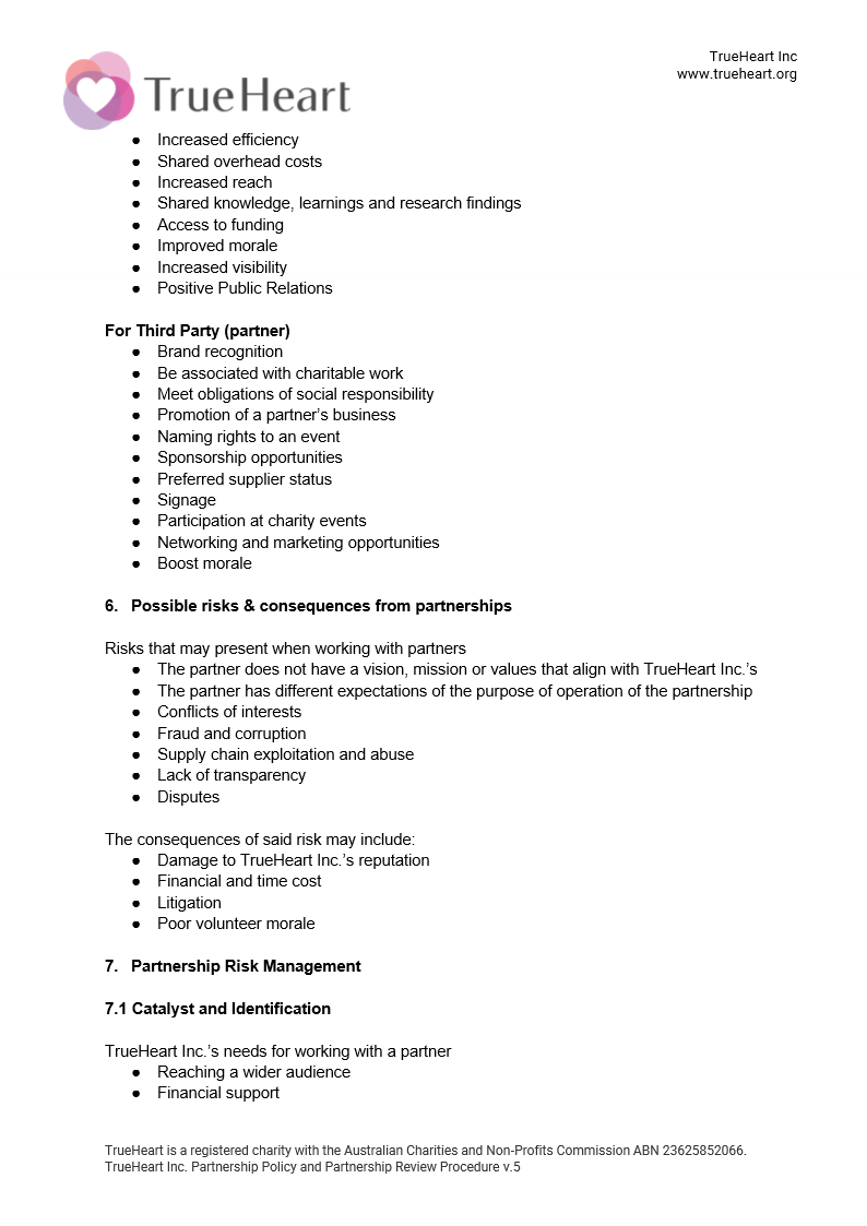 Partnership Policy and Partner Review Form, page 2 of 11