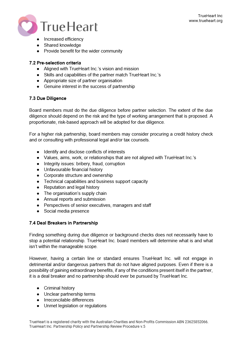 Partnership Policy and Partner Review Form, page 3 of 11