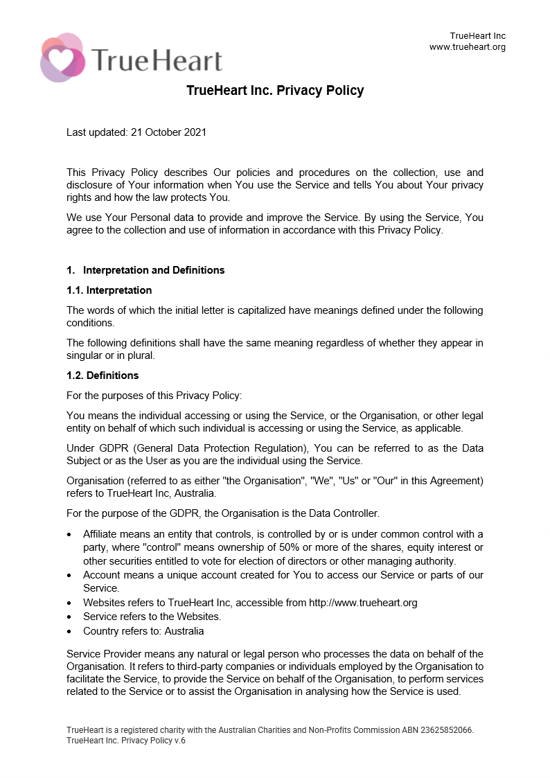 Privacy Policy, page 1 of 9
