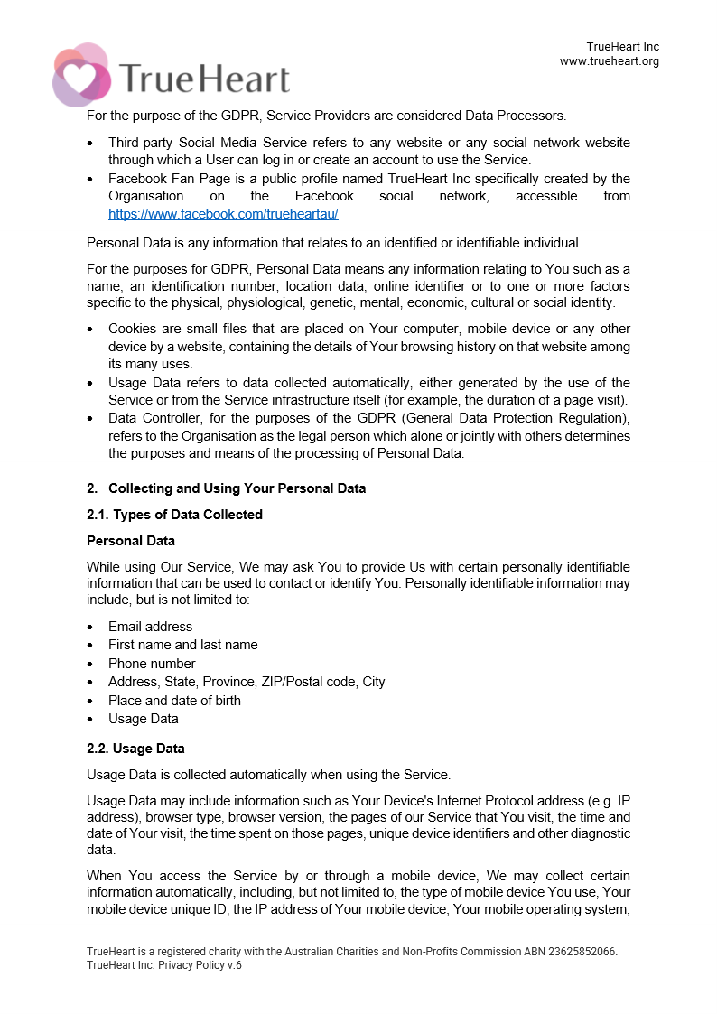Privacy Policy, page 2 of 9