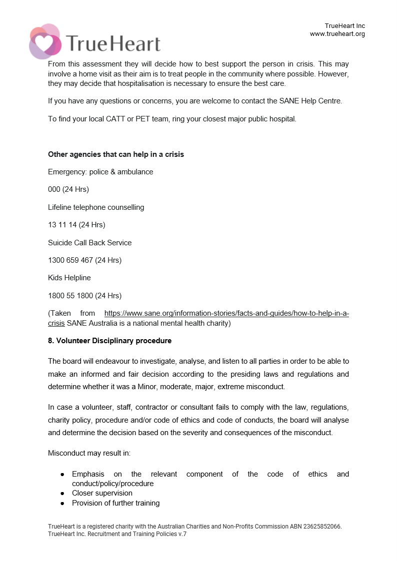 Recruitment and Training Policy, page 15 of 17
