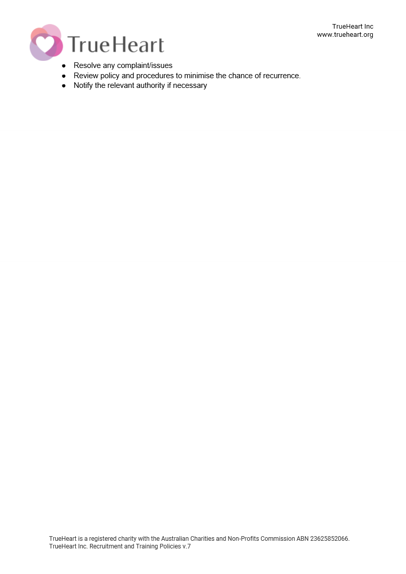 Recruitment and Training Policy, page 17 of 17