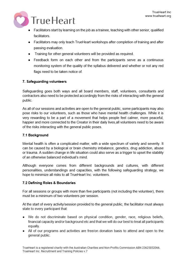Recruitment and Training Policy, page 7 of 17
