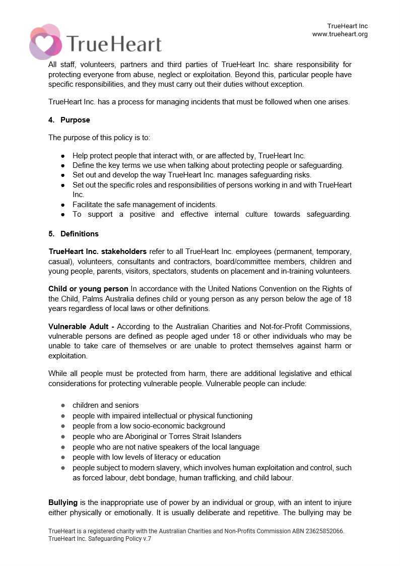 Safeguarding Policy, page 2 of 7