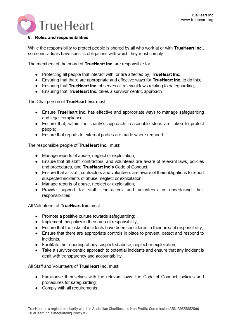 Safeguarding Policy, page 4 of 7