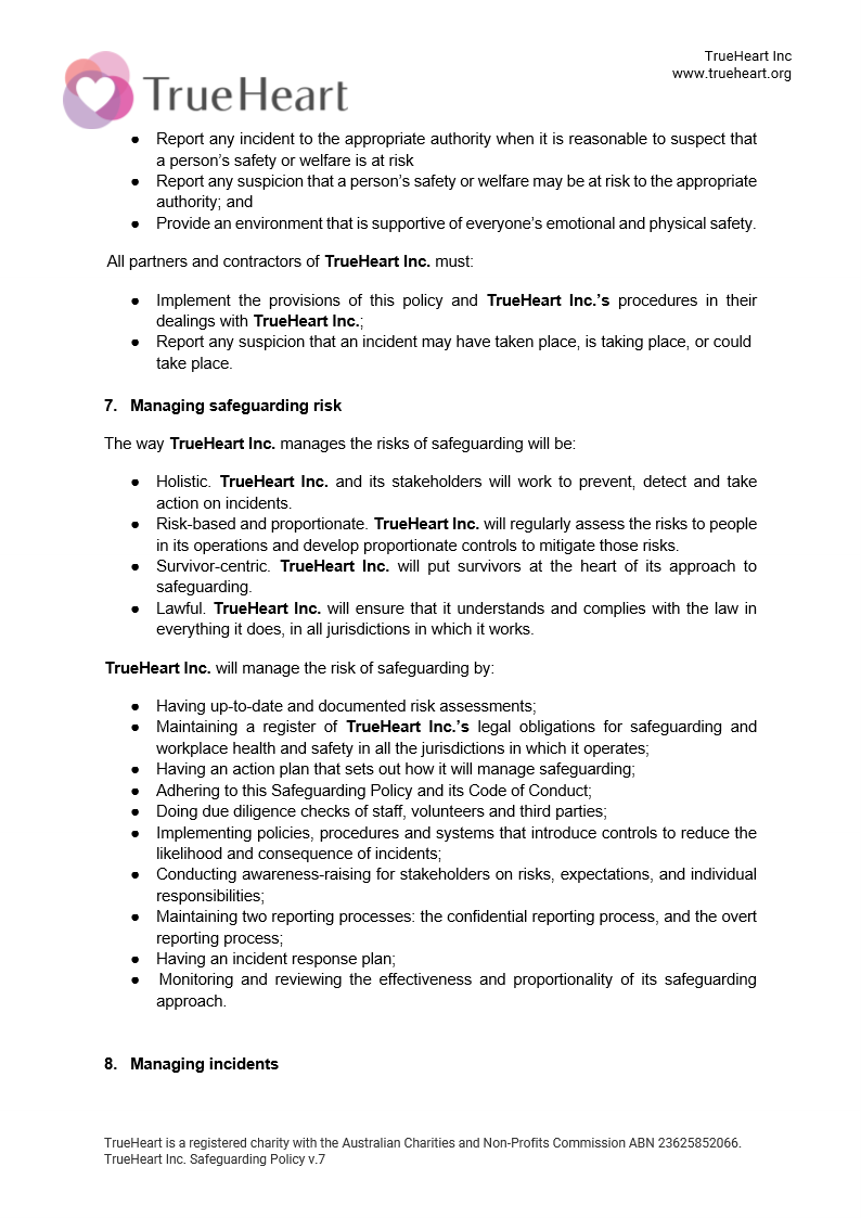 Safeguarding Policy, page 5 of 7